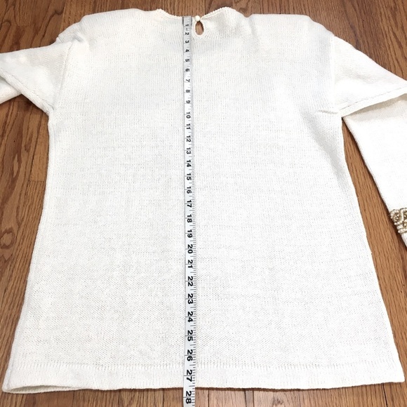Victoria Harbour vintage 80s off white pear embroidery trim oversized sweater - Picture 13 of 16